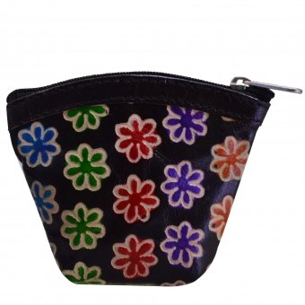 arpera floral printed black coin pouch C11405-1A