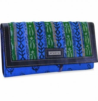  arpera rangoli cotton warli print clutch blue C11541-5