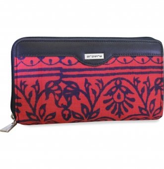 arpera rangoli cotton  printed clutch red C11545-3