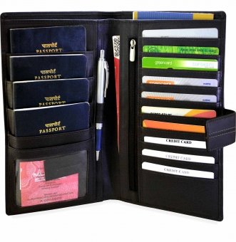 arpera genuine leather passport holder for 4 passports Black C11589-1 