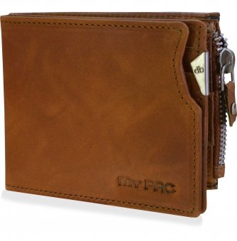 mypac cruise Tan brown Genuine Leather wallet with zip for men  C11573-21